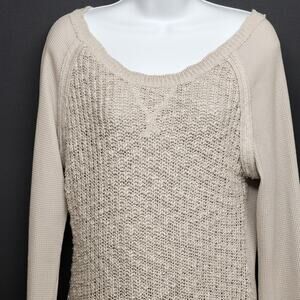 Ruff Hewn Women’s L Tan Boatneck Pullover Tunic Long Sleeve Polyester Top